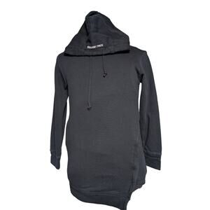 MO&Co Black Longline Hoodie Womens Size S 100% Cotton Pullover Sweatshirt